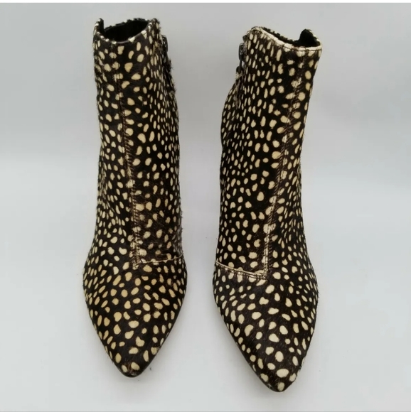 Rosegold Leopard Fur Print Ankle Boots Shoes - Picture 3 of 11